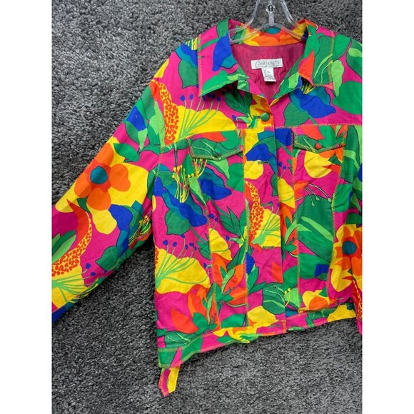 Diane Von Furstenberg Jacket Womens Plus 1X Multi Floral Lined Tropical Colorful - Picture 8 of 15